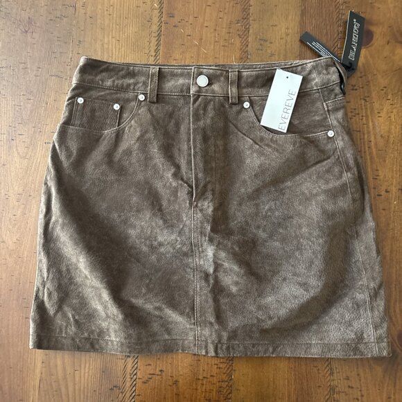 evereve Blanknyc Brown Suade Skirt Size 30 NWT Medium - Picture 1 of 11
